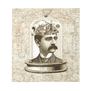 Bloc-note Tête du cerveau de travail d'horloge en vapeur dan