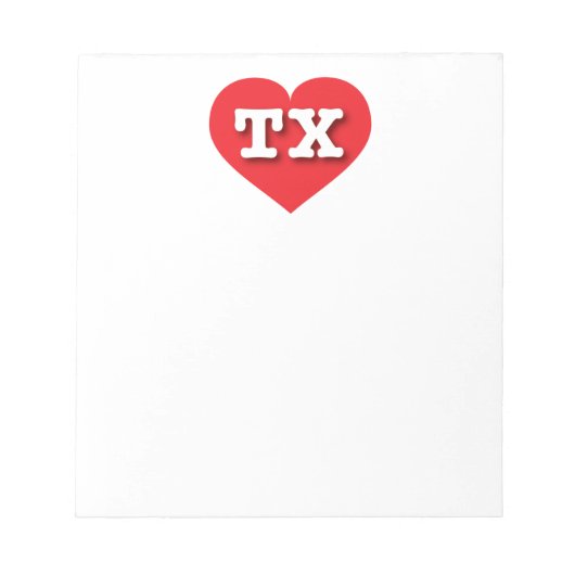 Bloc-note Texas Red Heart - J'aime TX (Devant)