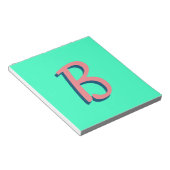 Bloc-note Texte 3D Blush rose tendance initial | Neon Turquo (Incliné)