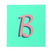 Bloc-note Texte 3D Blush rose tendance initial | Neon Turquo (Devant)