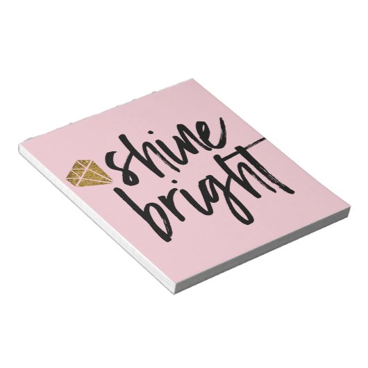 Bloc-note Texte brillant brillant avec diamant d'or (Incliné)