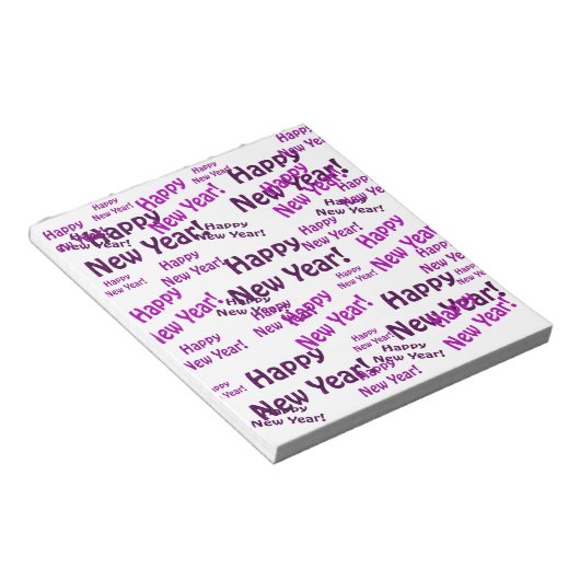 Bloc-note texte de la nouvelle année violet heureux (Incliné)