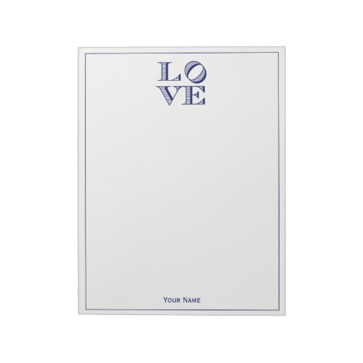 Bloc-note Texte graphique LOVE - Bleu (Tourné)