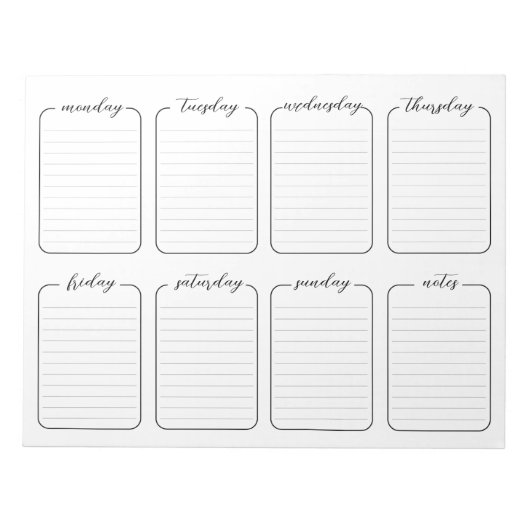 Bloc-note Texte modifiable blanc simple du planificateur heb (Devant)