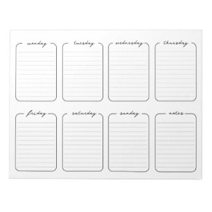 Bloc-note Texte modifiable blanc simple du planificateur heb