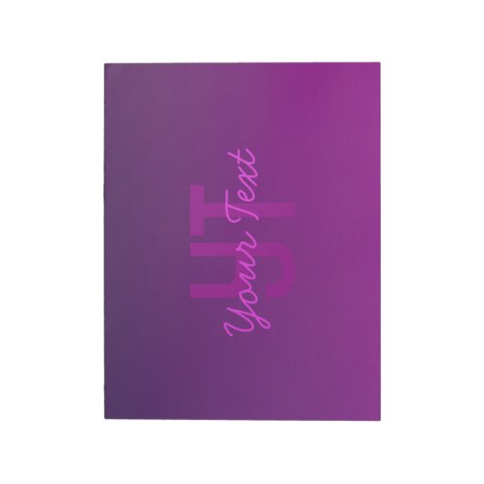 Bloc-note Texte Monogrammé Moderne Éditable & Ombre Violet  (Tourné)