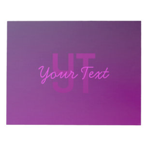 Bloc-note Texte Monogrammé Moderne Éditable & Ombre Violet