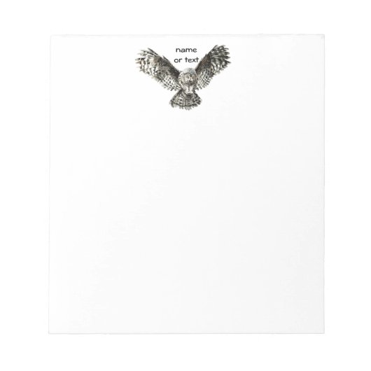 Bloc-note Texte personnalisé, Chouette aquarelle, Animal d'o (Devant)