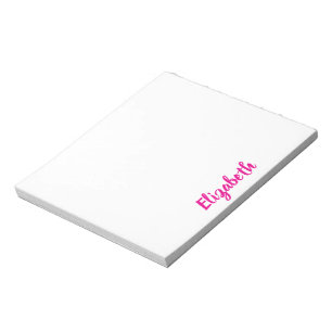 Bloc-note Texte personnalisé rose profond Script sur fond bl