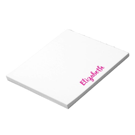 Bloc-note Texte personnalisé rose profond Script sur fond bl (Tourné)