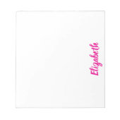 Bloc-note Texte personnalisé rose profond Script sur fond bl (Devant)