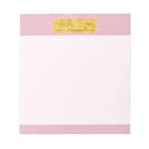 Bloc-note Texture de faux cuir rose avec bannière en feuille