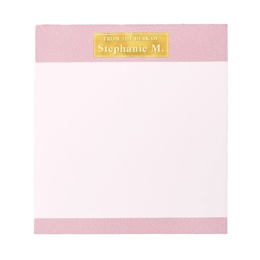 Bloc-note Texture de faux cuir rose avec bannière en feuille (Devant)