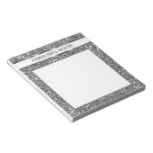 Bloc-note Texture de paillettes argentées fausses et texte p (Incliné)