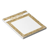 Bloc-note Texture de paillettes jaune doré faux & texte pers (Incliné)