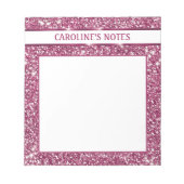 Bloc-note Texture de scintillement rose faux avec texte pers (Devant)
