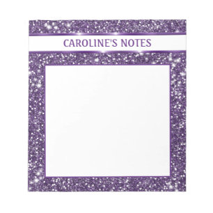 Bloc-note Texture de scintillement violet faux avec texte pe