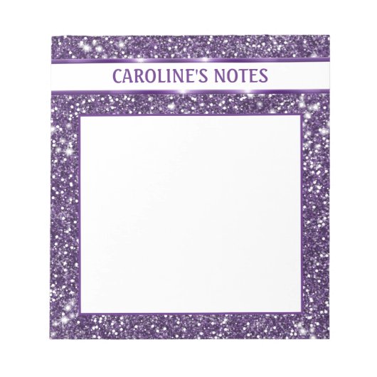 Bloc-note Texture de scintillement violet faux avec texte pe (Devant)