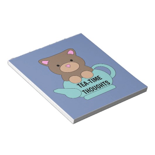 Bloc-note Thé à l'ours mignon Pensées en Bleu Plutôt (Incliné)