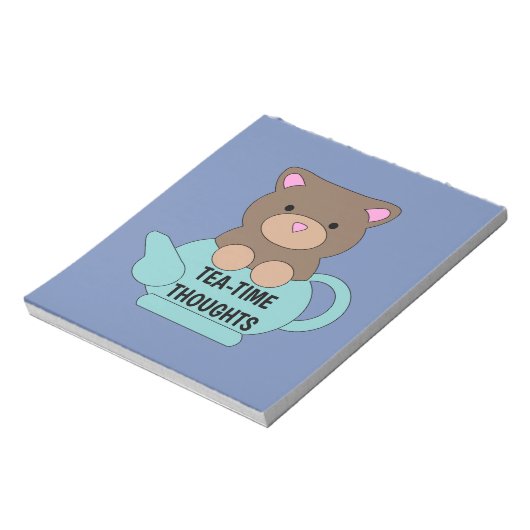 Bloc-note Thé à l'ours mignon Pensées en Bleu Plutôt (Tourné)