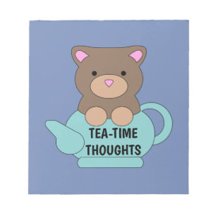 Bloc-note Thé à l'ours mignon Pensées en Bleu Plutôt