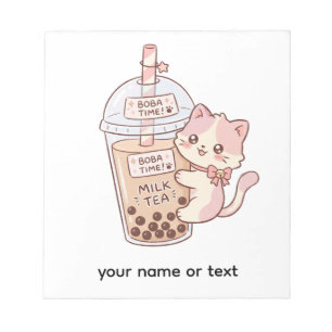 Bloc-note Thé au Lait Bulles avec un Chat Mignon Thé aux P
