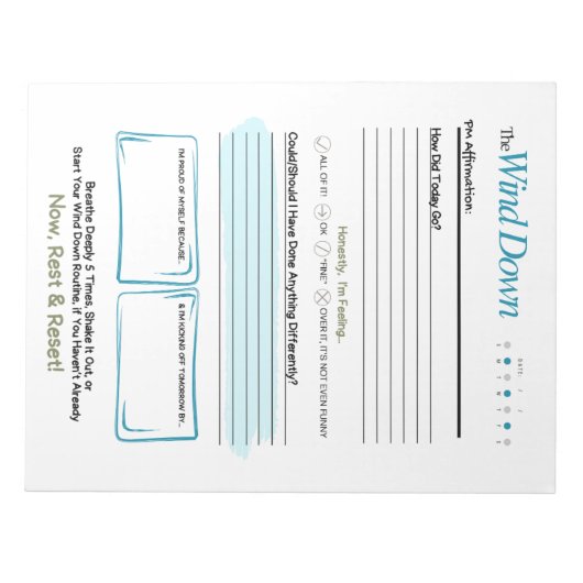 Bloc-note The WIND DOWN – 5-Minute Evening Journal Notepad (Devant)