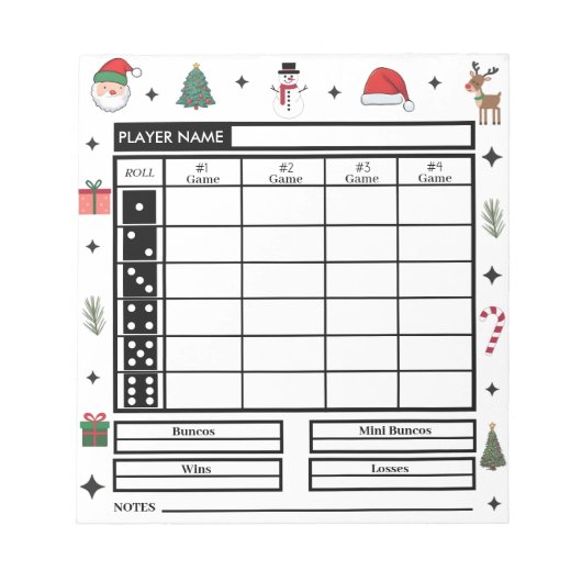 Bloc-note Thème de Noël moderne Bunco Score Pad (Devant)