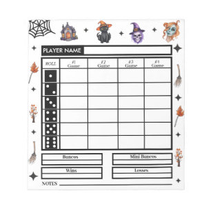 Bloc-note Thème Halloween moderne Bunco Score Pad