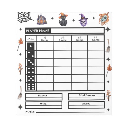 Bloc-note Thème Halloween moderne Bunco Score Pad (Devant)