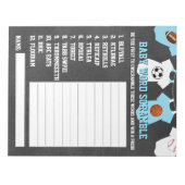 Bloc-note Thème SPORTIF Chalkboard baby shower JEU (Devant)