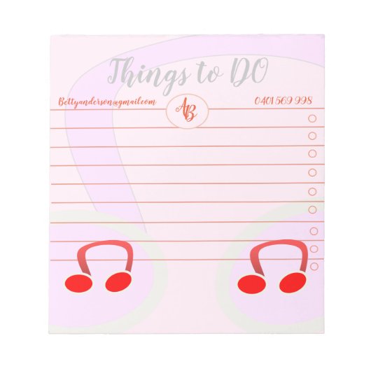 Bloc-note Things To Do Melody Pink Notepad (Devant)