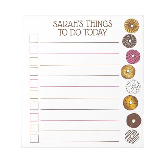 Bloc-note Things To Do Today Donut Doughnut Pastries (Devant)