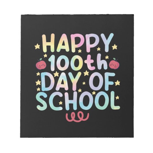 Bloc-note Tie Dye Happy 100e jour d'école Enseignant Élève  (Devant)