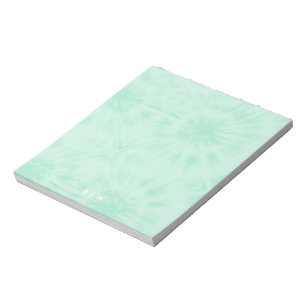 Bloc-note Tie Dye   Monogramme vert de menthe pastel