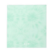 Bloc-note Tie Dye | Monogramme vert de menthe pastel (Devant)