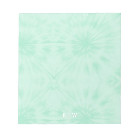 Bloc-note Tie Dye | Monogramme vert de menthe pastel (Devant)