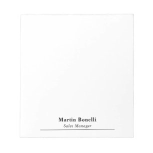 Bloc-note Titre de nom professionnel moderne noir et blanc