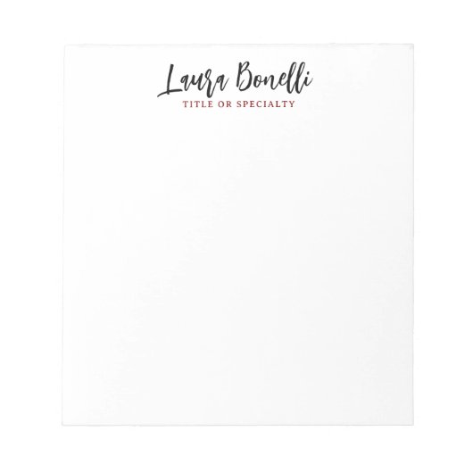 Bloc-note Titre de nom simple écriture manuscrite minimalist (Devant)