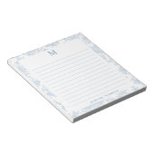 Bloc-note Toile Botanique Classique Monogramme Bleu Français (Incliné)