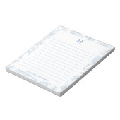 Bloc-note Toile Botanique Classique Monogramme Bleu Français (Tourné)