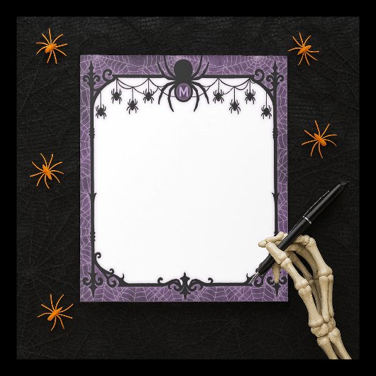 Bloc-note Toile d'araignée gothique violette avec araignées