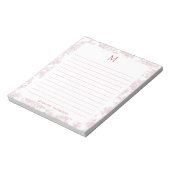 Bloc-note Toile de Jouy Botanique Classique Monogramme Rouge (Tourné)