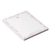 Bloc-note Toile de Jouy Botanique Classique Monogramme Rouge (Incliné)