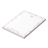 Bloc-note Toile de Jouy Botanique Classique Monogramme Rouge (Tourné)