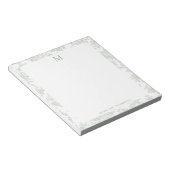 Bloc-note Toile de Jouy Botanique Classique Monogramme Vert (Incliné)
