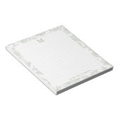 Bloc-note Toile de Jouy Botanique Classique Monogramme Vert (Incliné)