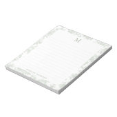 Bloc-note Toile de Jouy Botanique Classique Monogramme Vert (Tourné)