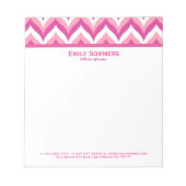 Bloc-note Tons Rose Et Blanc Zigzag Chevron Motif (Devant)