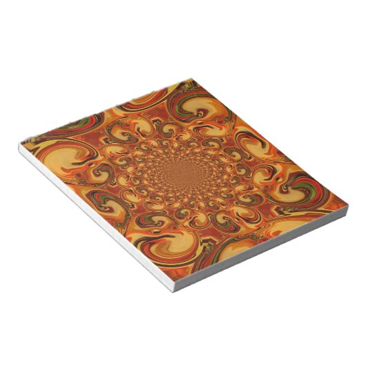 Bloc-note Tons tourbillonnants abstraits orange, marron et v (Incliné)